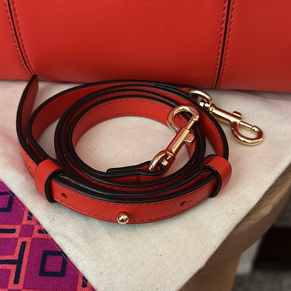 TORY BURCH Block T Leather Top Handle Crossbody Bag in Red, EUC - Picture 6 of 16